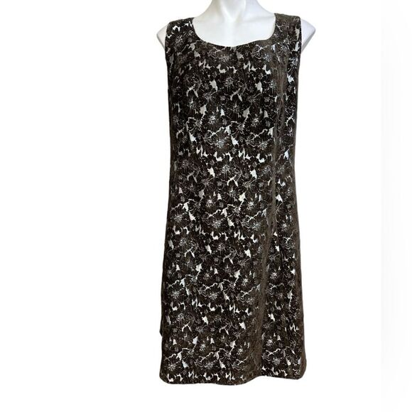 Modcloth dress plus size 3x damask floral print shift brown sleeveless - Picture 2 of 8